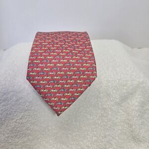 Vineyard Vines Mens Necktie Pink Automobile Car 100% Silk Tie *Made In USA*